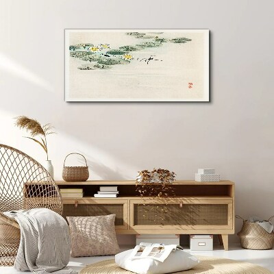Water lilies on a calm surface of water Canvas Wall art