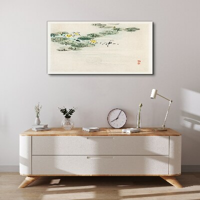 Water lilies on a calm surface of water Canvas Wall art