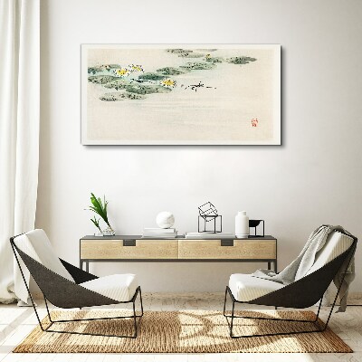 Water lilies on a calm surface of water Canvas Wall art