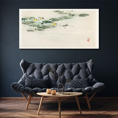 Water lilies on a calm surface of water Canvas Wall art