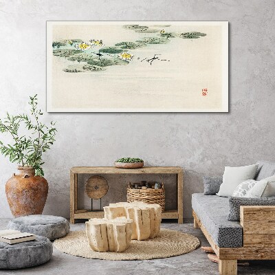 Water lilies on a calm surface of water Canvas Wall art