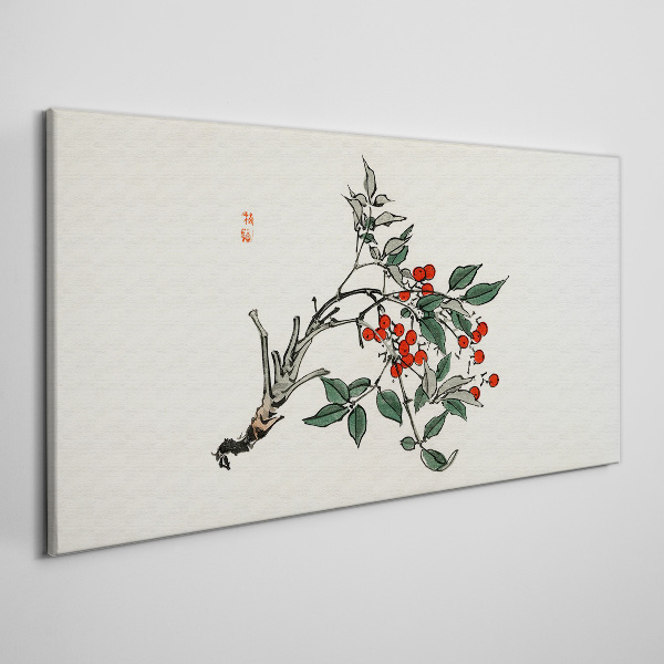 Red fruit on a branch Canvas Wall art