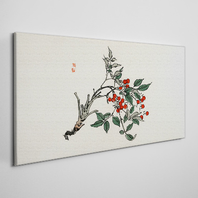 Red fruit on a branch Canvas Wall art