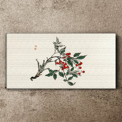 Red fruit on a branch Canvas Wall art