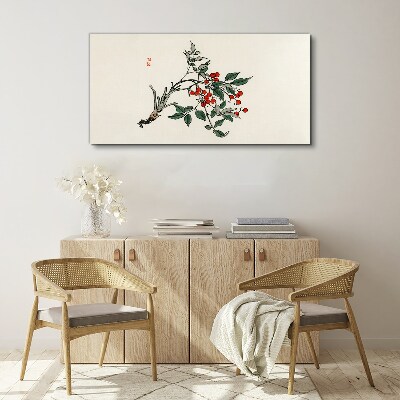 Red fruit on a branch Canvas Wall art