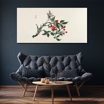 Red fruit on a branch Canvas Wall art