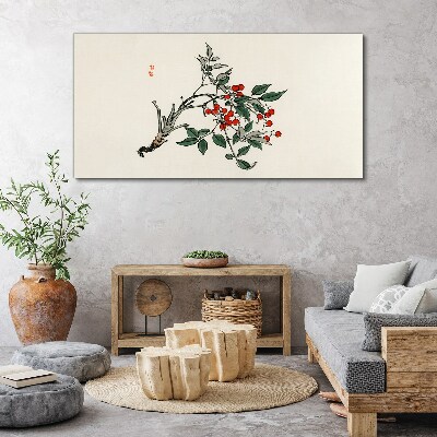 Red fruit on a branch Canvas Wall art