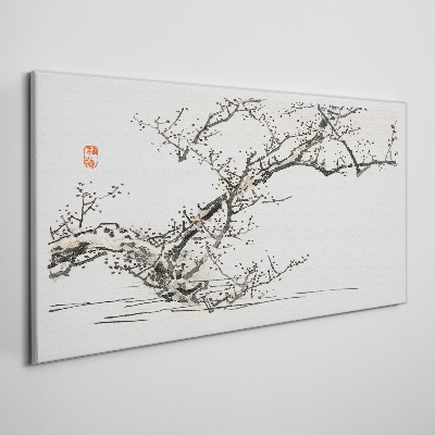 Japanese style flowering branch Canvas Wall art