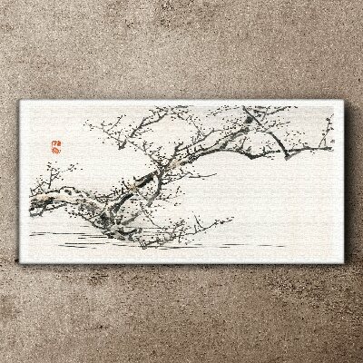 Japanese style flowering branch Canvas Wall art