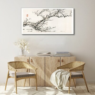 Japanese style flowering branch Canvas Wall art