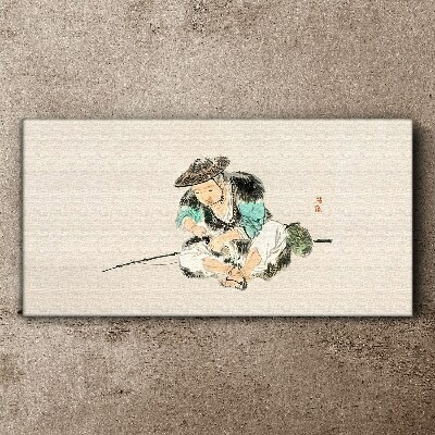 Childhood with a cat Canvas Wall art