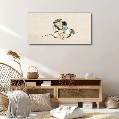 Childhood with a cat Canvas Wall art