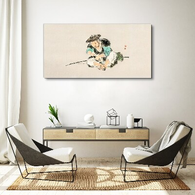 Childhood with a cat Canvas Wall art