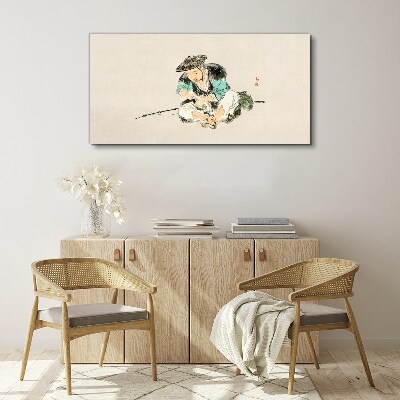 Childhood with a cat Canvas Wall art