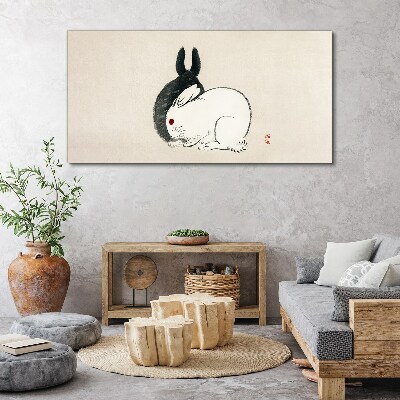 Black and white rabbit in harmony Canvas Wall art