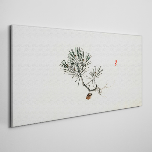 Pine tree on a white background Canvas Wall art