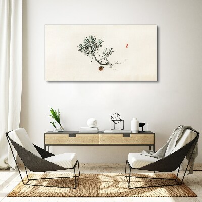 Pine tree on a white background Canvas Wall art
