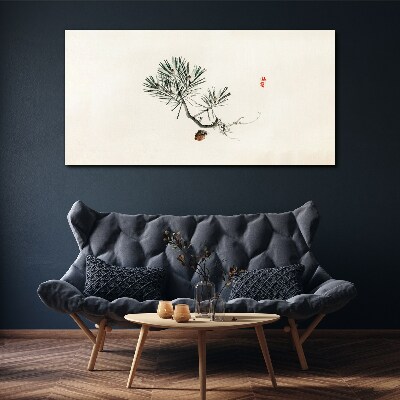 Pine tree on a white background Canvas Wall art