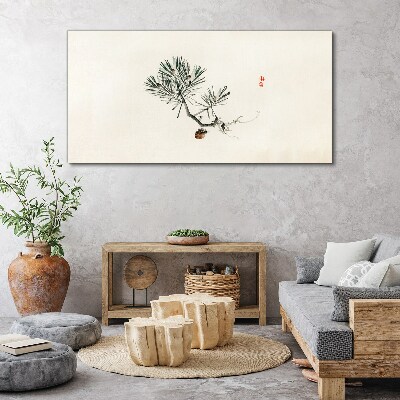 Pine tree on a white background Canvas Wall art