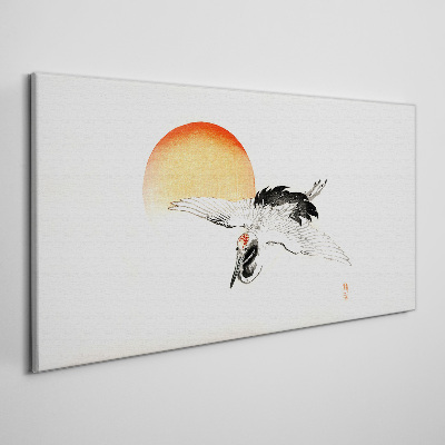 Golden Dawn with Crane Canvas Wall art
