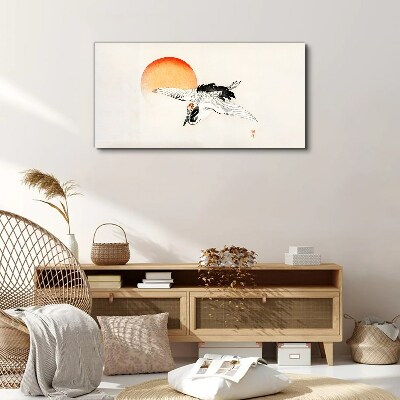 Golden Dawn with Crane Canvas Wall art