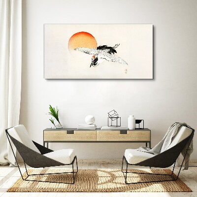 Golden Dawn with Crane Canvas Wall art