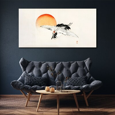 Golden Dawn with Crane Canvas Wall art