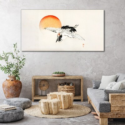 Golden Dawn with Crane Canvas Wall art