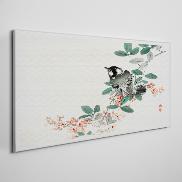 Bird on a background of flowers Canvas Wall art