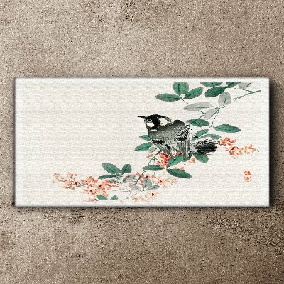 Bird on a background of flowers Canvas Wall art