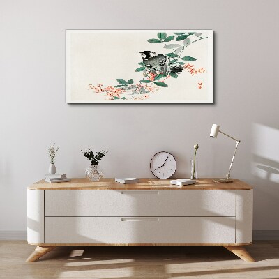 Bird on a background of flowers Canvas Wall art