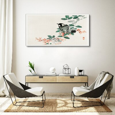 Bird on a background of flowers Canvas Wall art