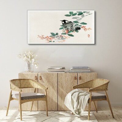 Bird on a background of flowers Canvas Wall art