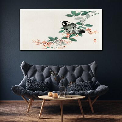 Bird on a background of flowers Canvas Wall art