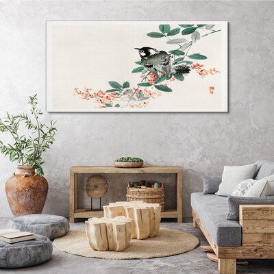 Bird on a background of flowers Canvas Wall art