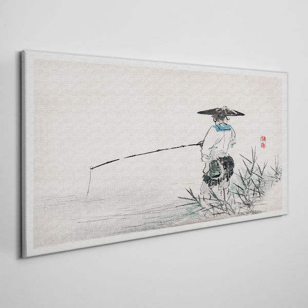 Fisherman in a peaceful setting Canvas Wall art