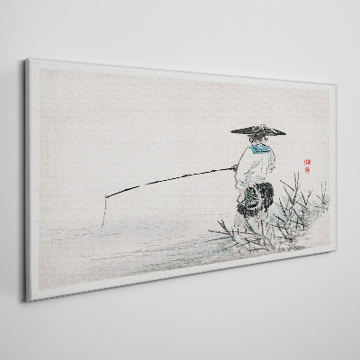 Fisherman in a peaceful setting Canvas Wall art