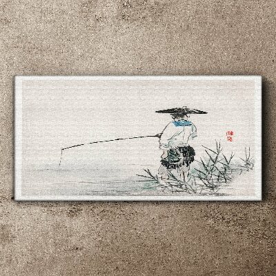 Fisherman in a peaceful setting Canvas Wall art