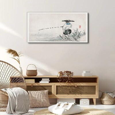 Fisherman in a peaceful setting Canvas Wall art