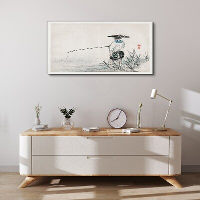 Fisherman in a peaceful setting Canvas Wall art
