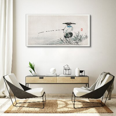 Fisherman in a peaceful setting Canvas Wall art