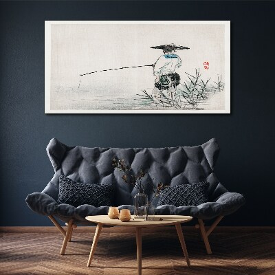 Fisherman in a peaceful setting Canvas Wall art