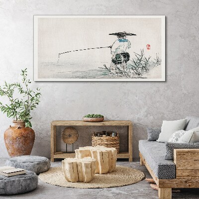 Fisherman in a peaceful setting Canvas Wall art