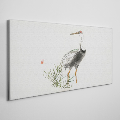 Black stork on the grass background Canvas Wall art