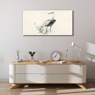 Black stork on the grass background Canvas Wall art