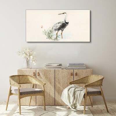 Black stork on the grass background Canvas Wall art
