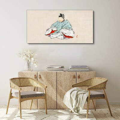 Japanese artist in traditional costume Canvas Wall art