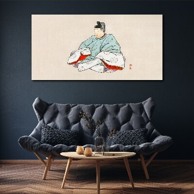 Japanese artist in traditional costume Canvas Wall art
