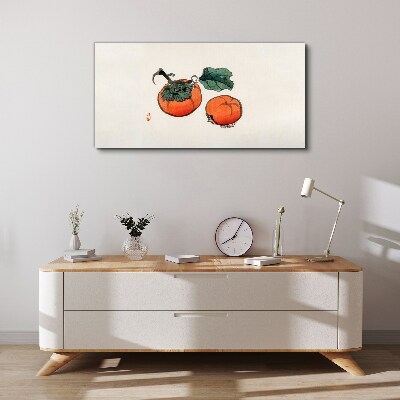Persimmons on a light background Canvas Wall art