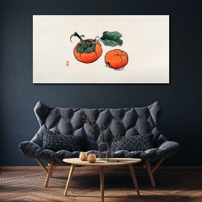 Persimmons on a light background Canvas Wall art